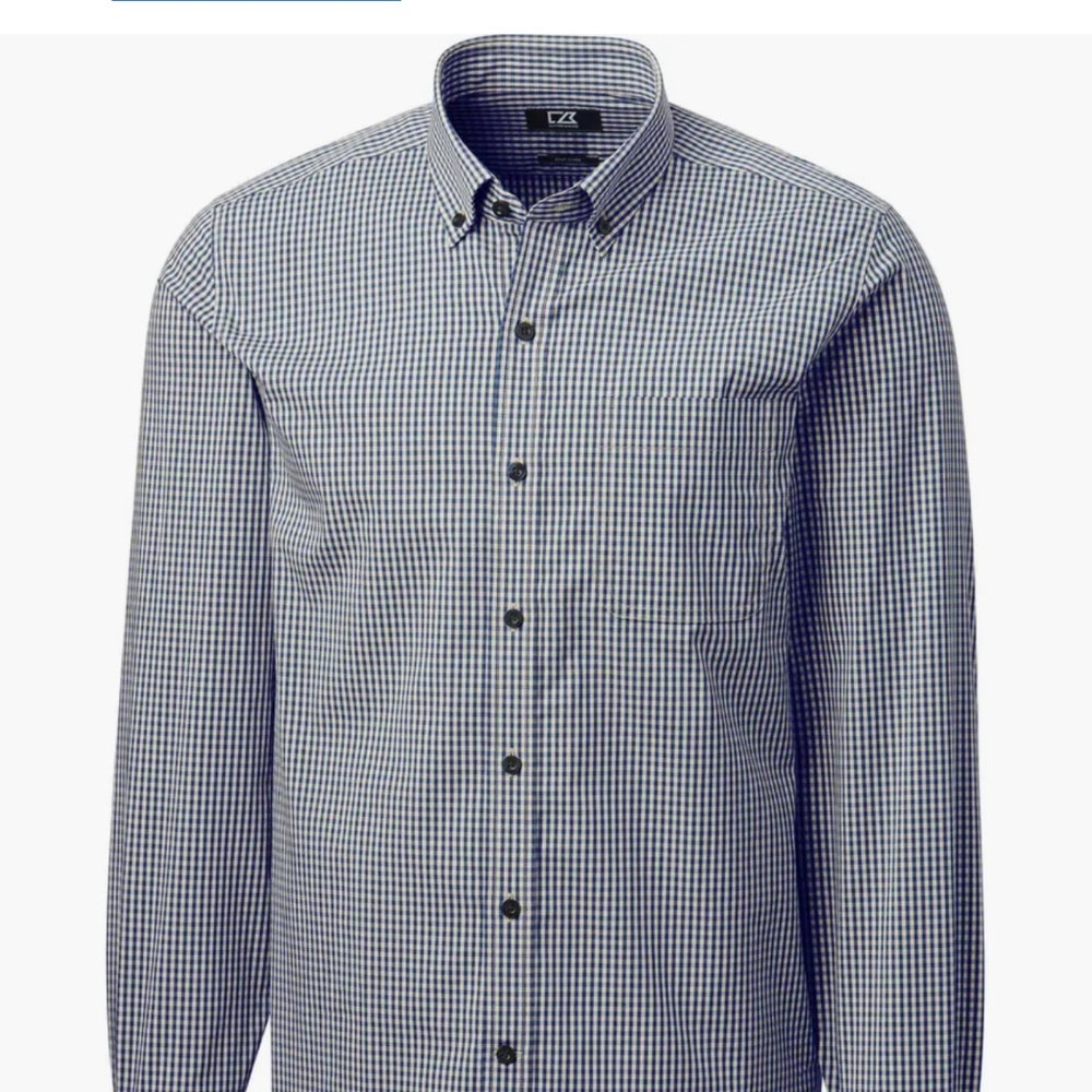 Cutter & Buck Navy/Beige Gingham Long Sleeve Shirt